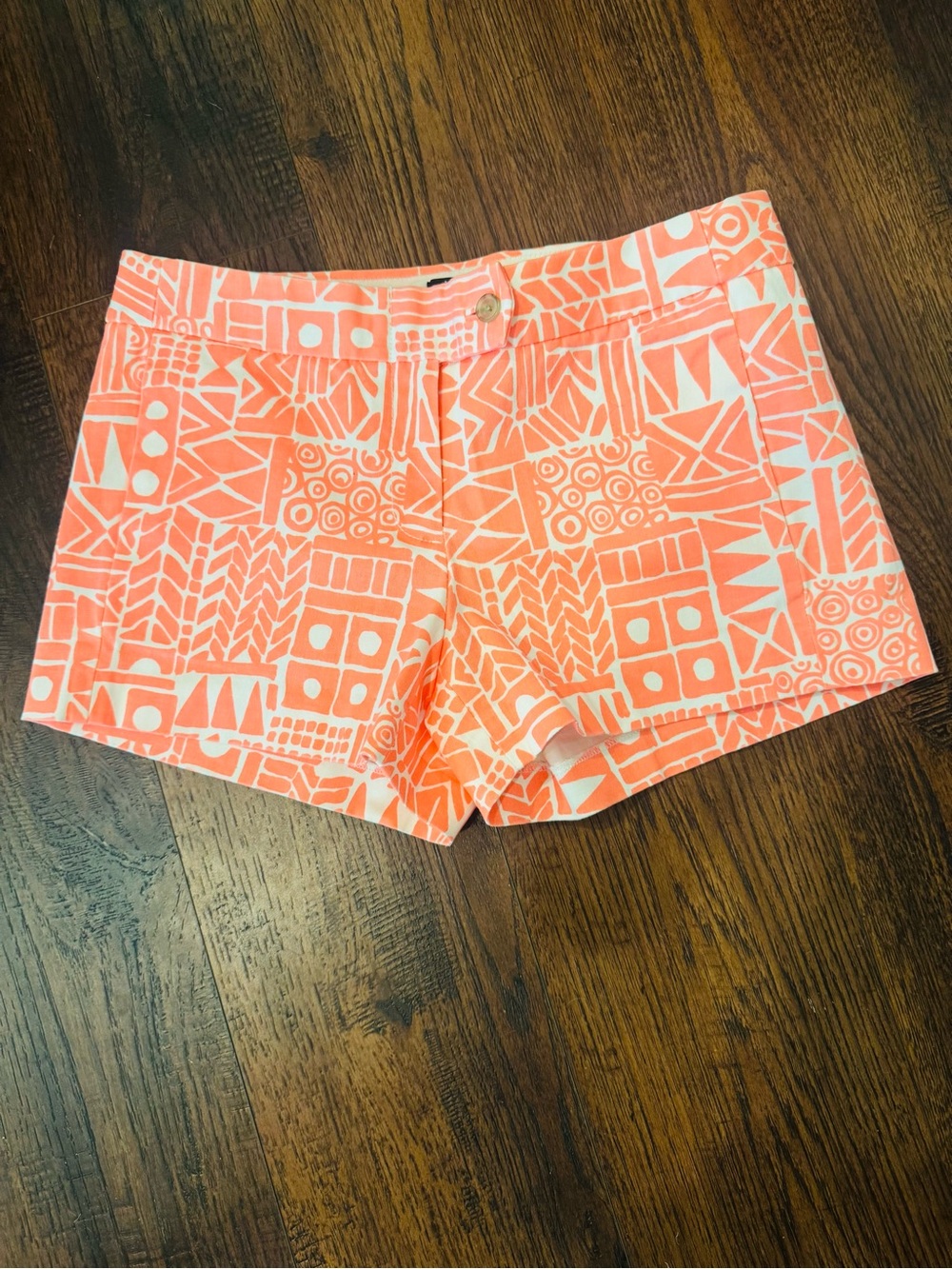 J. Crew Orange and White  Tribal Print Cotton Shorts